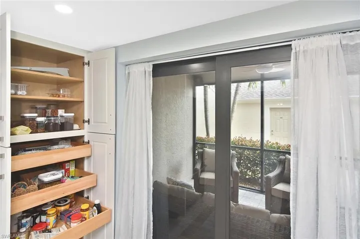 Convenient slide-out shelving in this pantry.