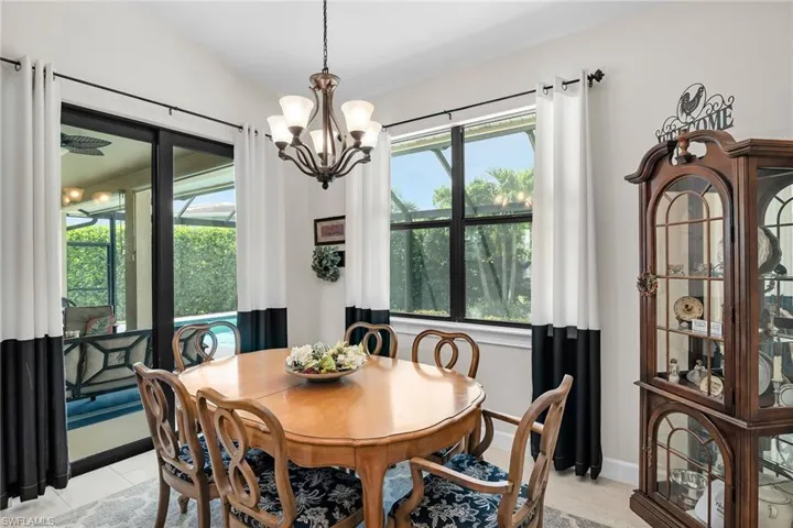 Dining room with a chandelier