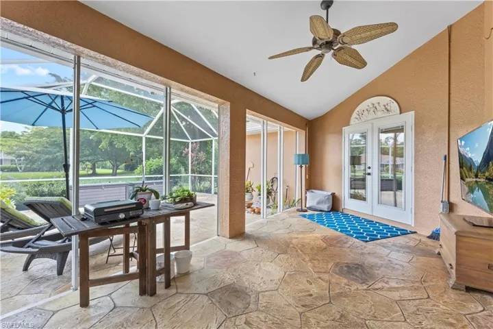 Off the gathering room and dining area is this under covered lanai area. Great for enjoying the outside with out the sun beaming down on you