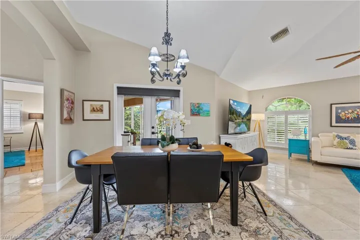 Dining space off the kitchen and connecting to the gathering room.