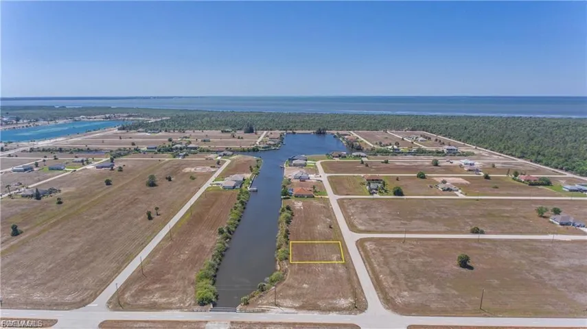 Bird's eye view of a nearby body of water