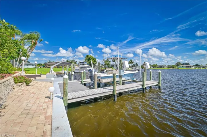 Dock area featuring a water view
