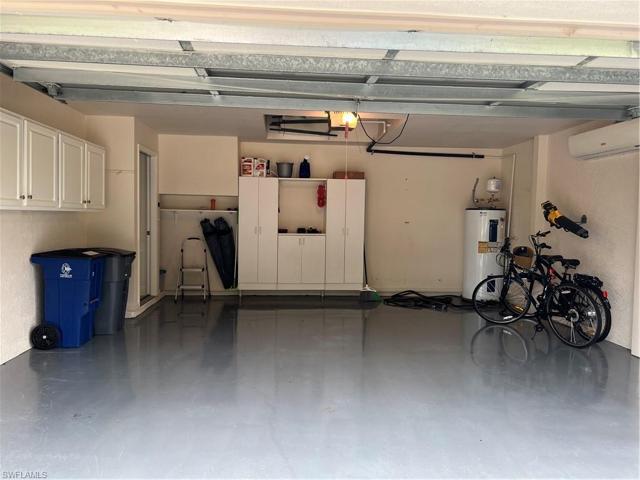 Two car garage with painted floor