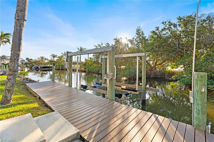 Dock area featuring a water view