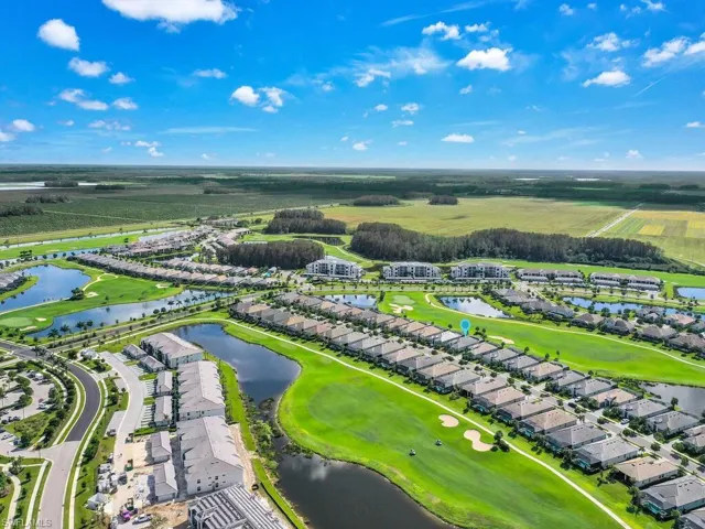 View of the 10th and 11th fairway with the home noted by a blue pin
