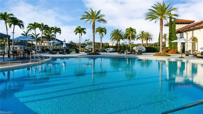 Community pool featuring a patio