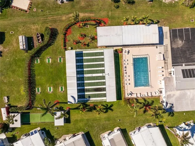 Drone / aerial view of a pool