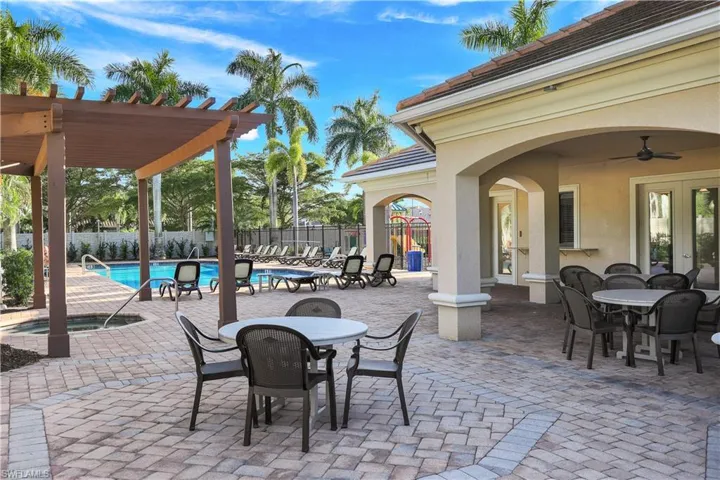Large community pool, spa, loungers plus large dining deck.