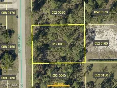 Aerial map of property and surrounding area with property parcel outlined
