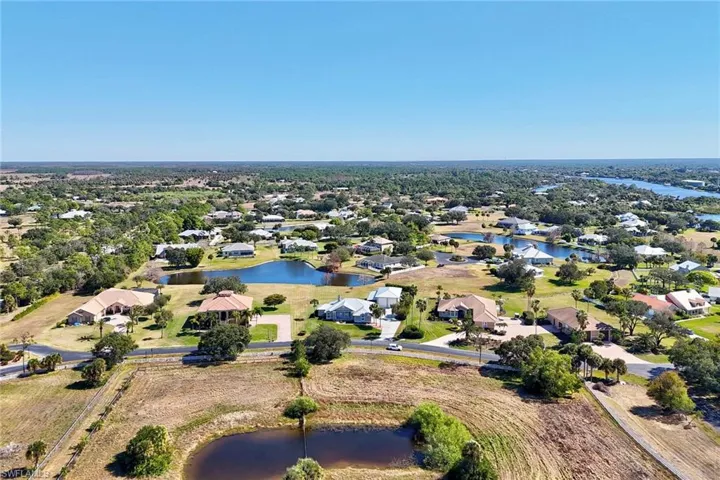 Aerial view of neighborhood and Caloosa Hatchee river