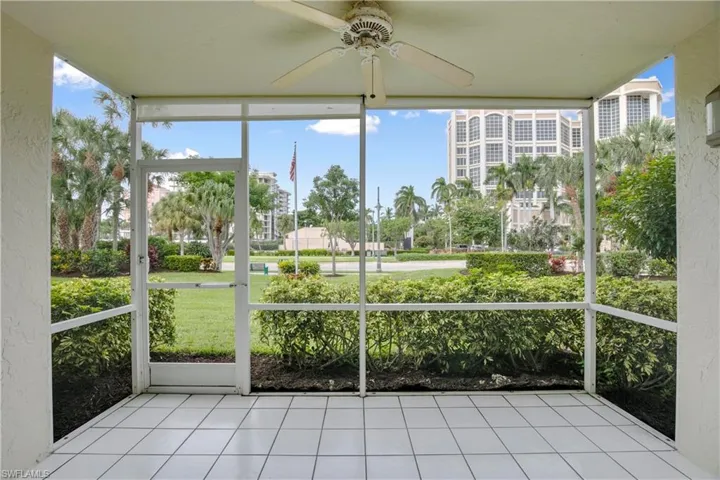 Tiled lanai with Island views