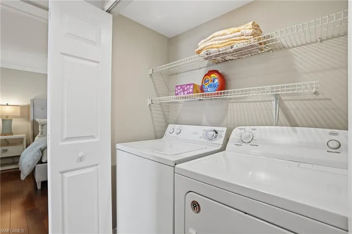 The laundry is in the unit with plenty of storage