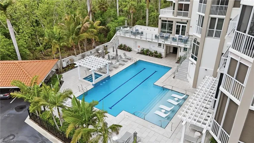The recently completely renovated pool area features a knife edge contemporary design