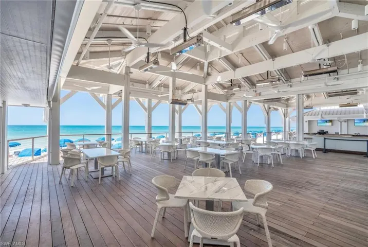 The open air dining option on the private beach of Pelican Pay