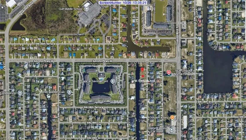 Aerial map of property and surrounding area