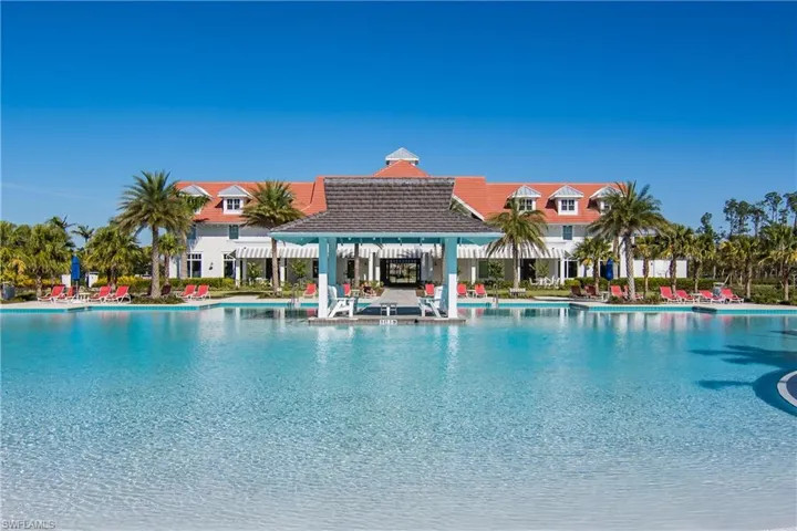 Community pool featuring a gazebo and a patio