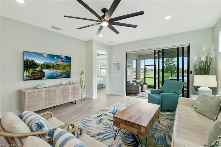 Living Room with Waterfront Views