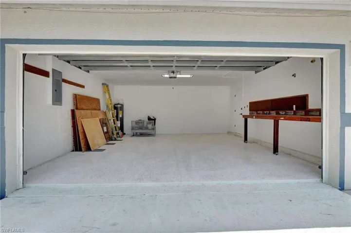Oversized 2 car garage with built in tool area