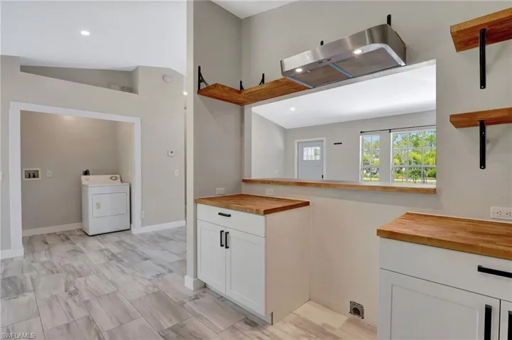 Kitchen with breakfast counter, New stove to be installed