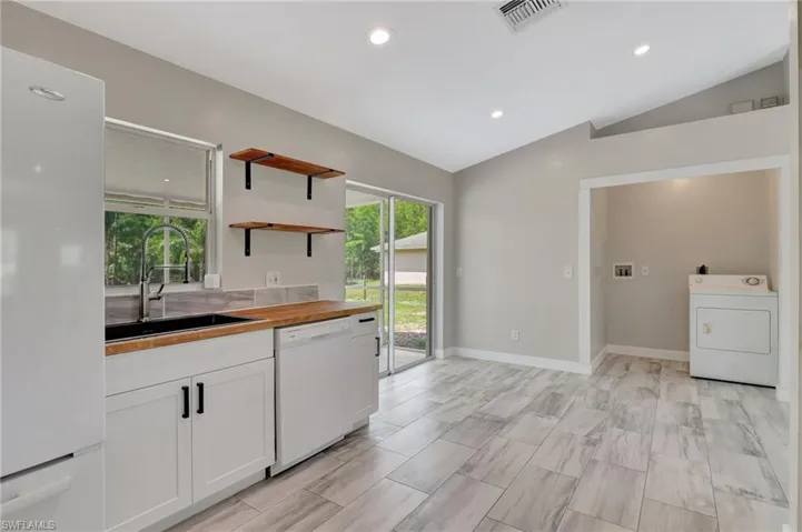 Butcher block counters, new cabinets