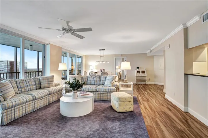 Living room with open concept to dining room