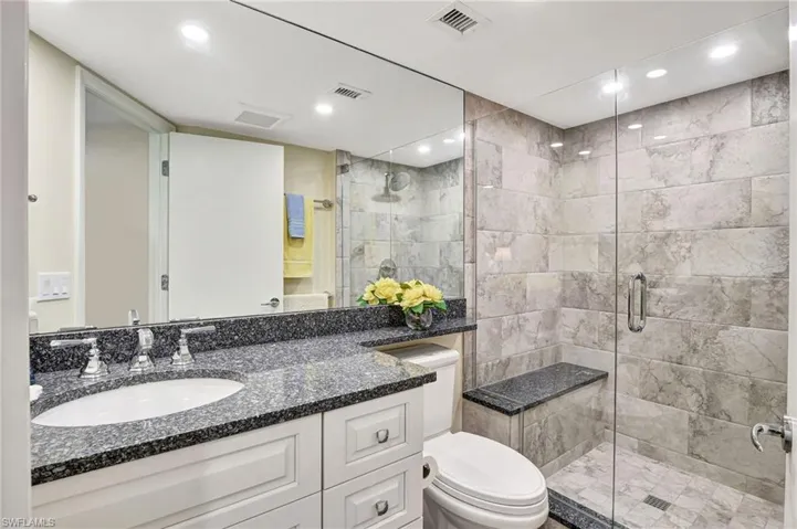 Second Bathroom offers a large walk-in shower with seamless glass shower door