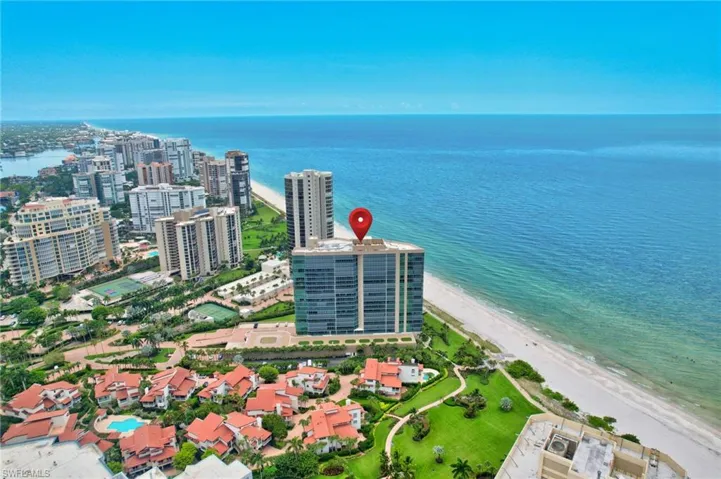Bird's eye view with Gulf and beach view