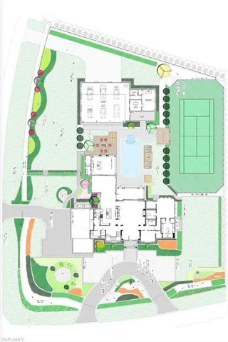 Site plan showing the position of OPTIONAL 12-Car Collector's Retreat