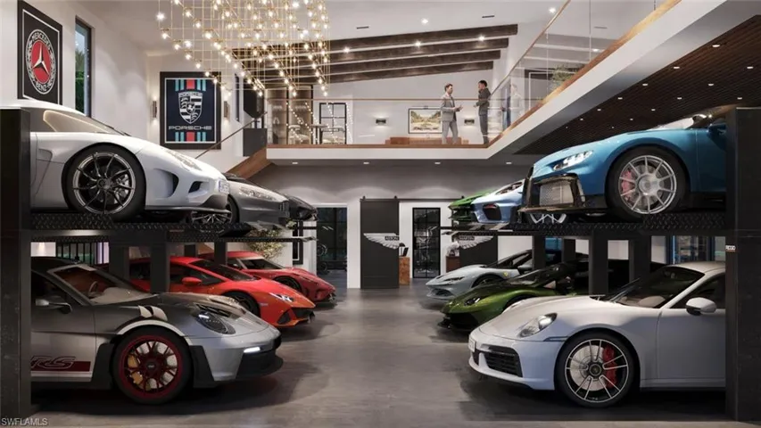 OPTIONAL 12-Car Collector's Retreat showing 2 rows of 6 cars on single post lifts