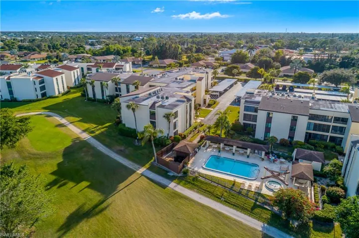 Aerial view of a pool area