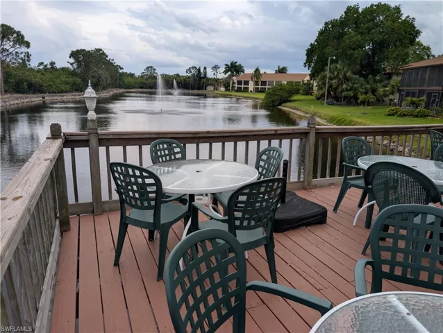 Deck overlooking lake at clubhouse
