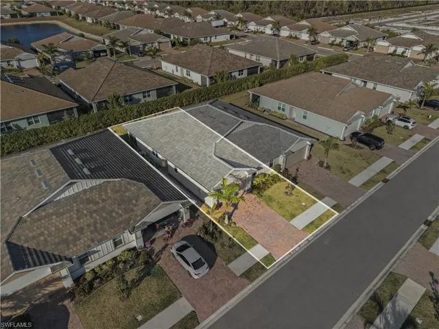 Aerial perspective of suburban area