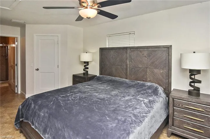 Bedroom featuring ceiling fan