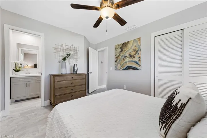 The Primary Bedroom flows into the Brand New Primary Bath