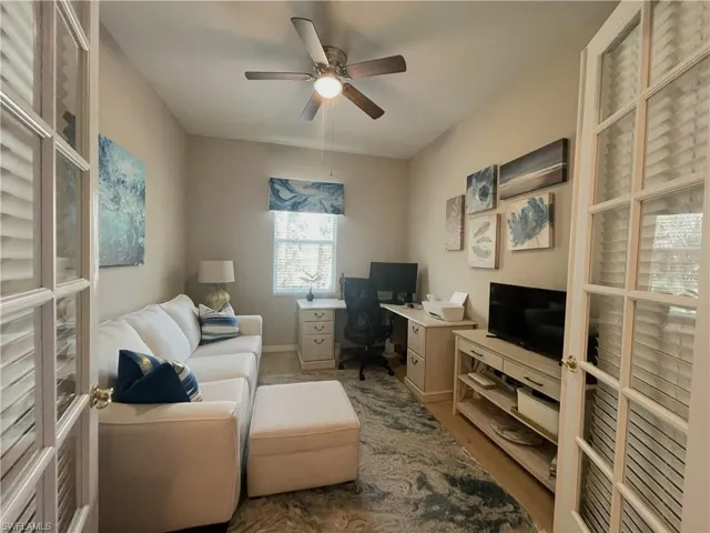 Den made into office with french doors