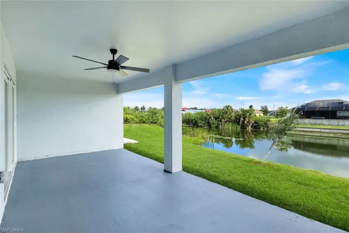 large lanai with wide water views