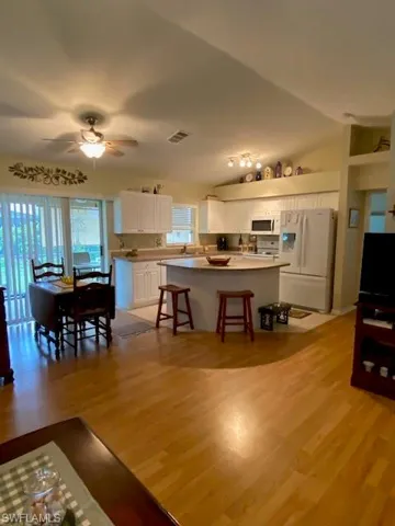 Island breakfast bar and dining area
