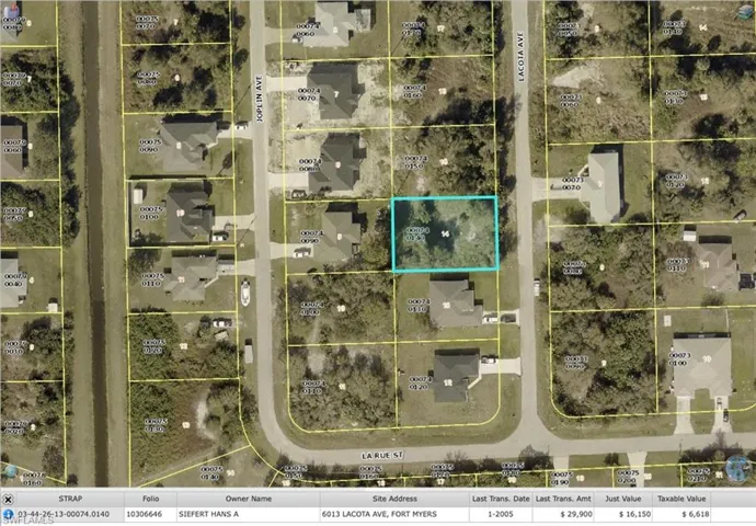 Aerial view of property's location with property parcel outlined