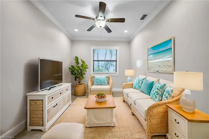 Virtually staged front den or office