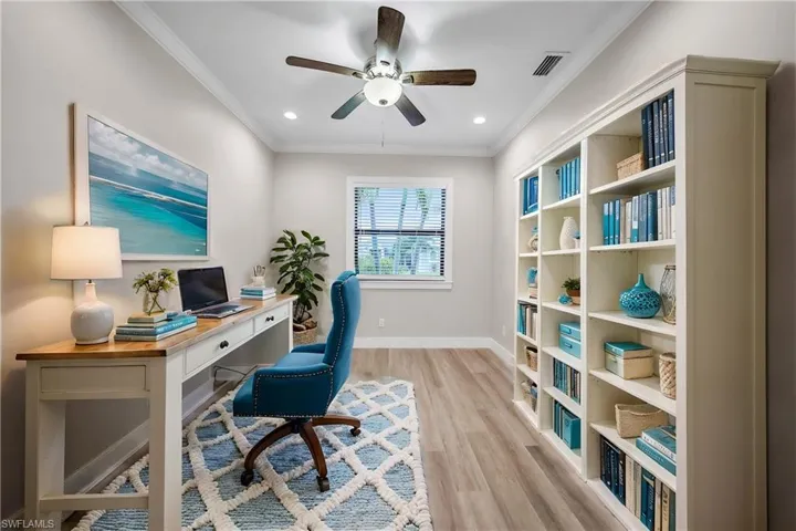 Virtually staged front den or office