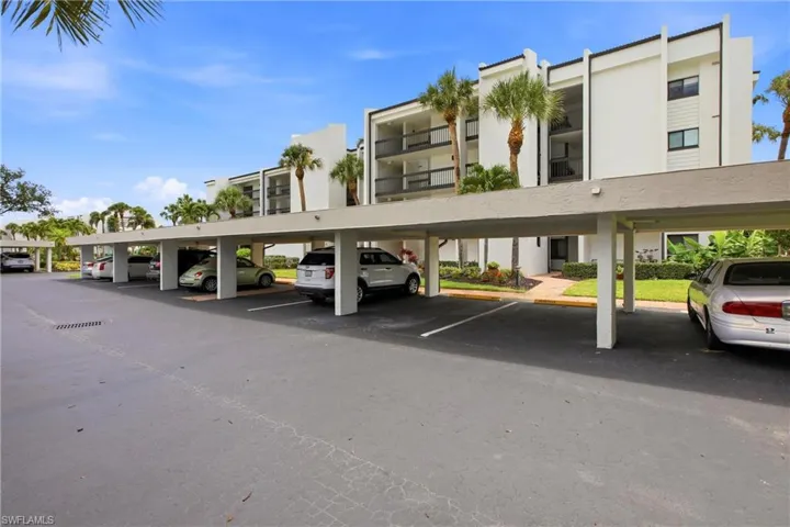 Covered parking facility with multiple spaces