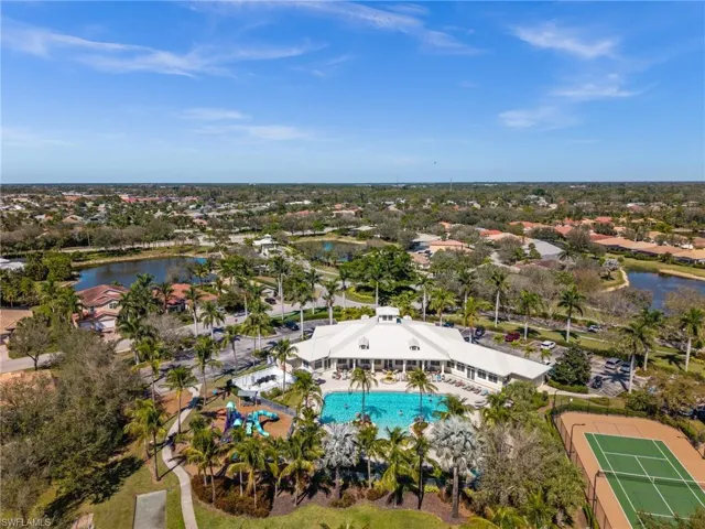 Aerial View of Moody River Estates with Community Pool, Tennis Courts and Playground
