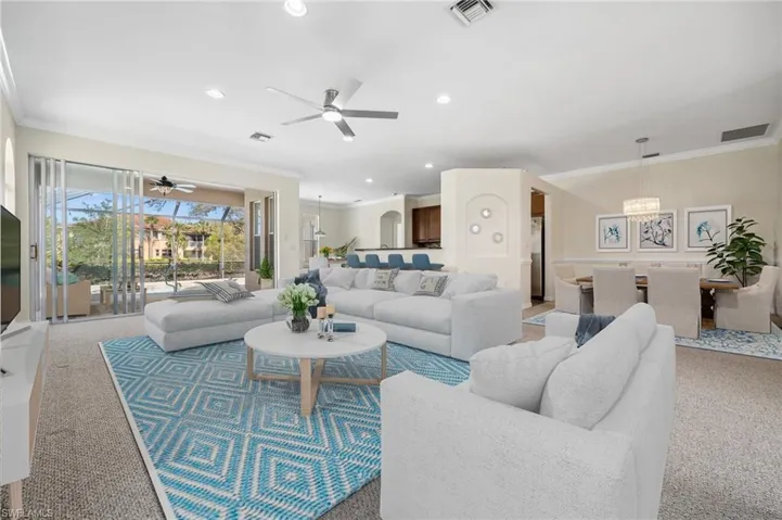 Living Room Looking toward Dining Room and Kitchen / Breakfast bar  *Virtually Staged