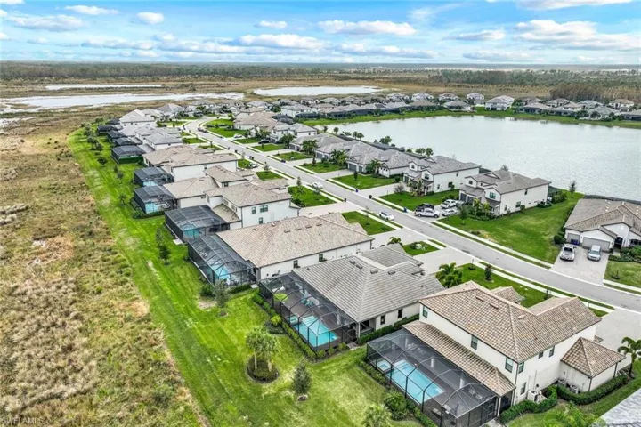 Aerial of the rear of this home with beautiful preserve views!