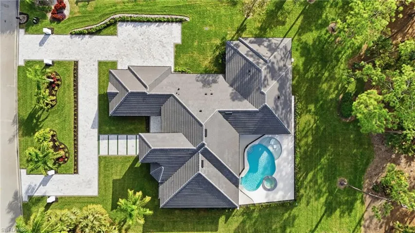 Aerial view of a pool area