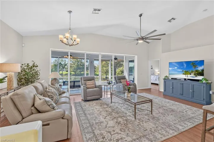 Living Room with 6 sliders that push back to open up the room.