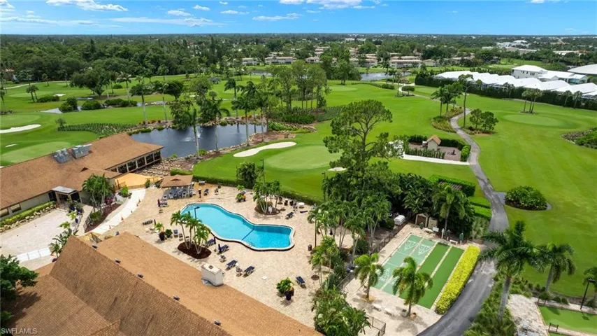 Resort pool, bocce, shuffleboard and corn hole