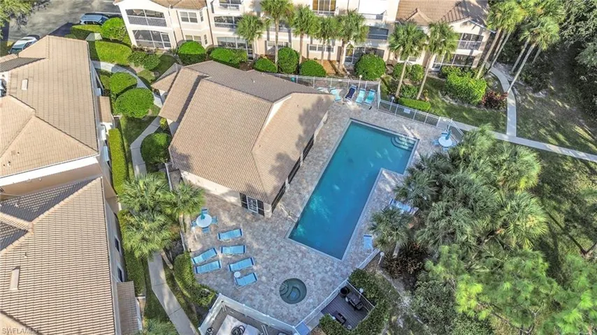 Drone Aerial view of a pool area