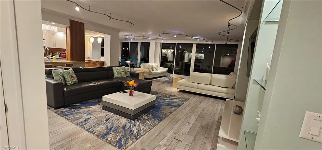 Lobby featuring track lighting