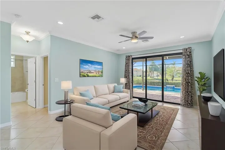 Virtually staged family room